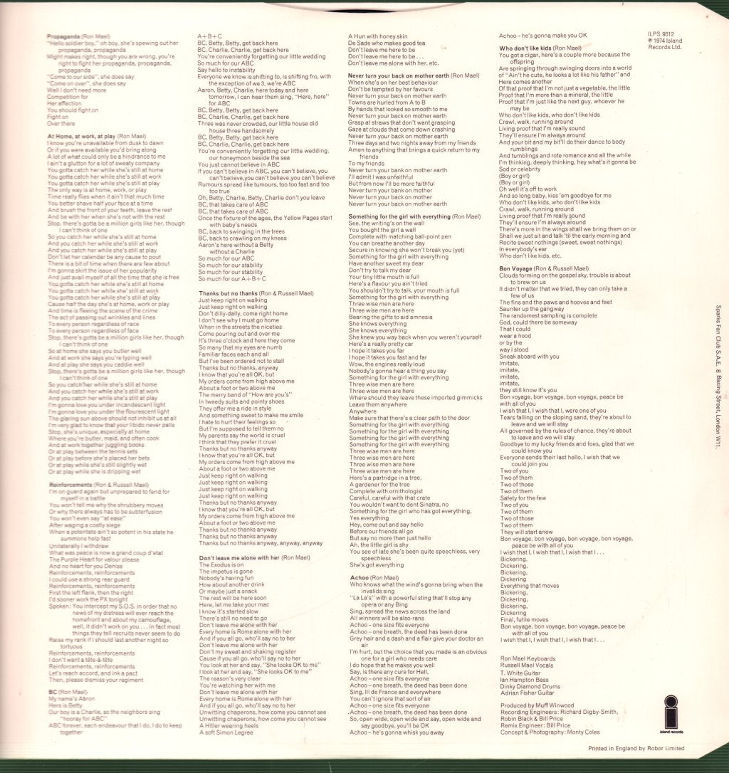 Sparks - Propaganda - Lp