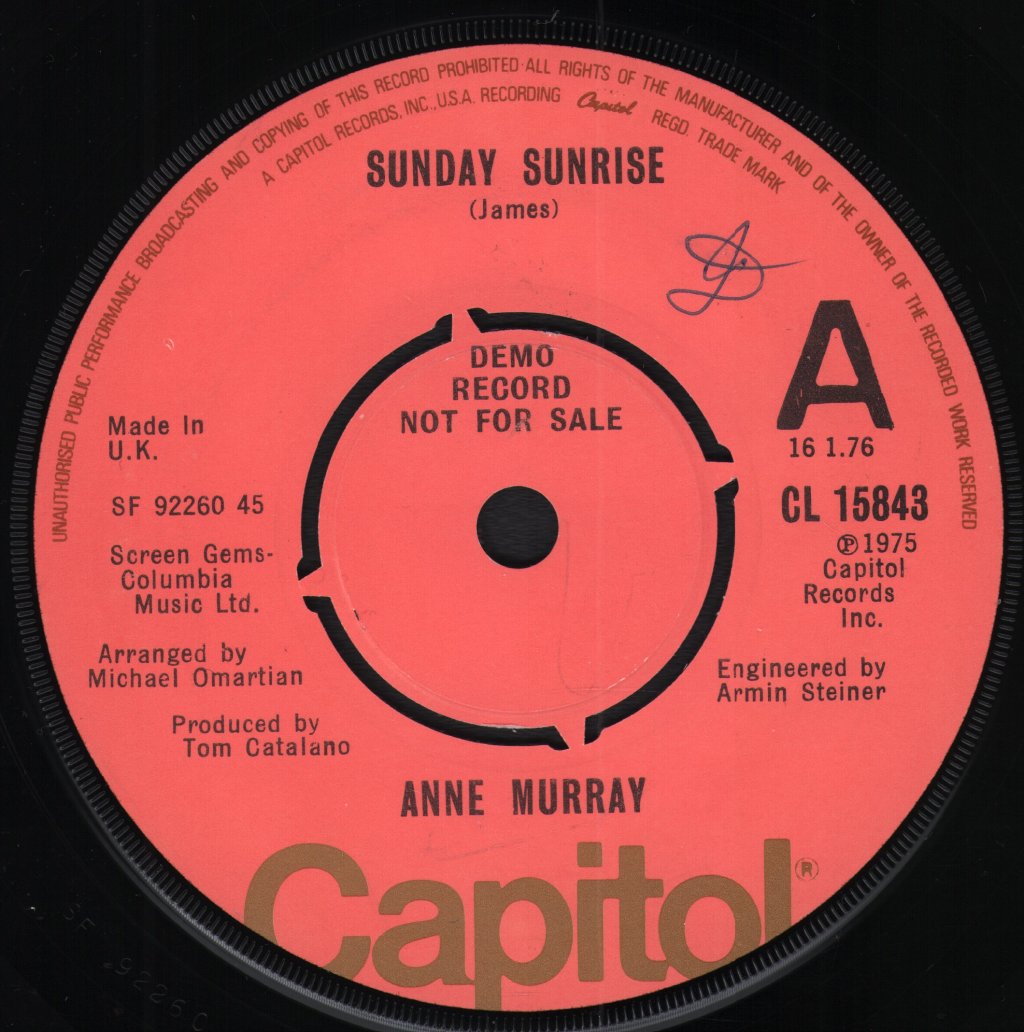 Anne Murray - Sunday Sunrise - 7 Inch