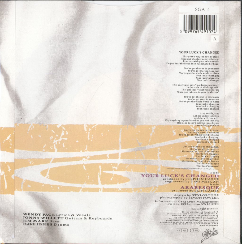 Skin Games - Your Luck's Changed - 7 Inch