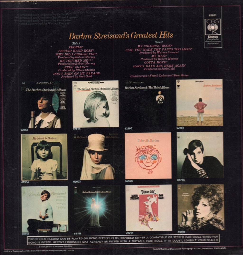 Barbra Streisand - Greatest Hits - Lp