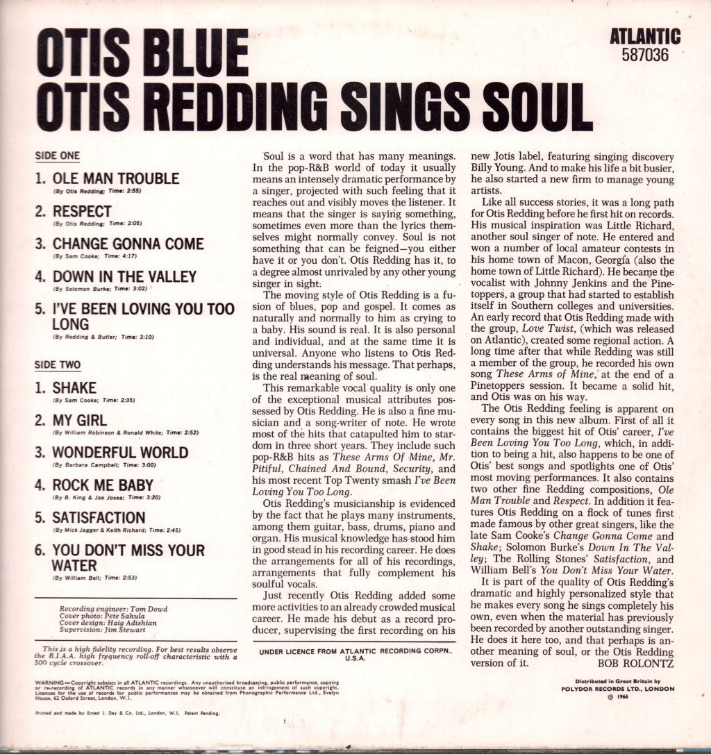 Otis Redding - Otis Blue / Sings Soul - Lp