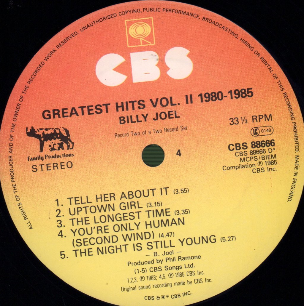 Billy Joel - Greatest Hits Volume 1 And Volume 2 - Double Lp