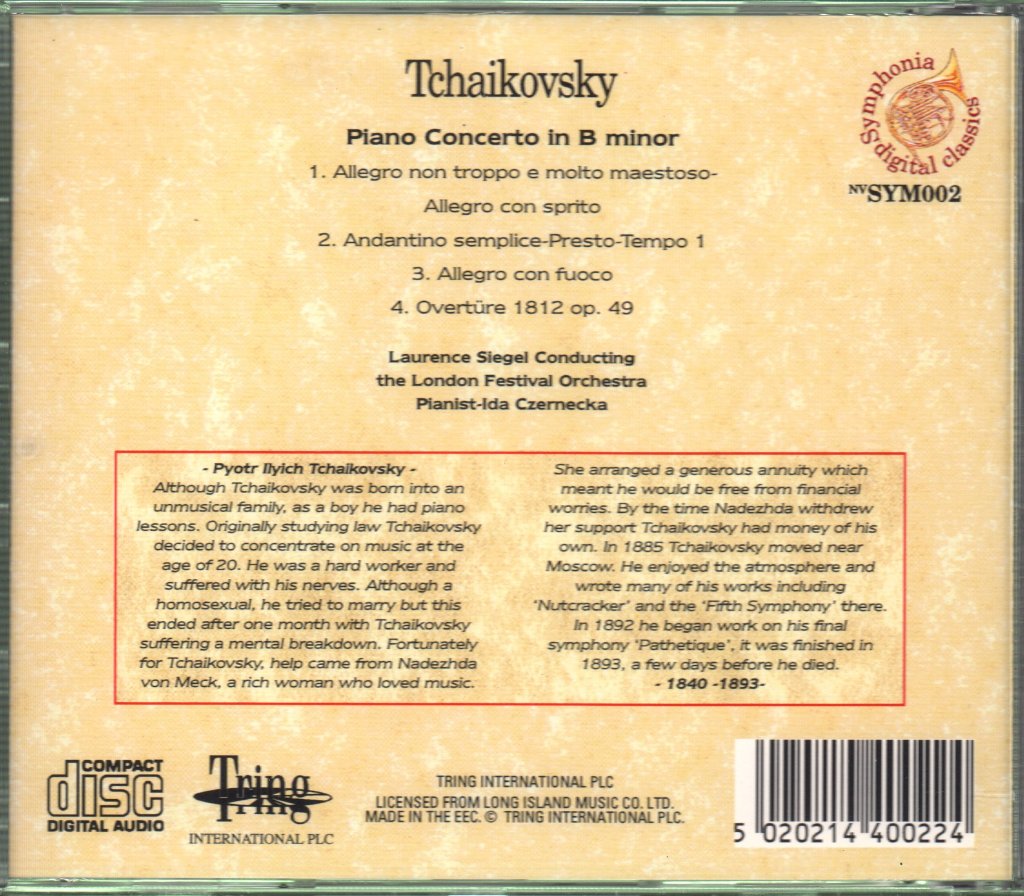 London Festival Orchestra, Ida Czernecka - Tchaikovsky - 1812 Overture / Piano Concert In Minor - Cd