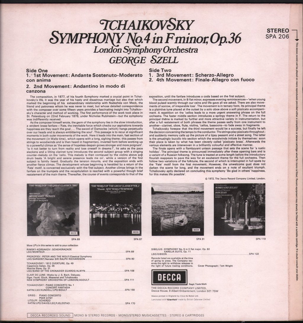 George Szell / London Symphony Orchestra - Tchaikovsky - Symphony No 4 In F Minor - Lp