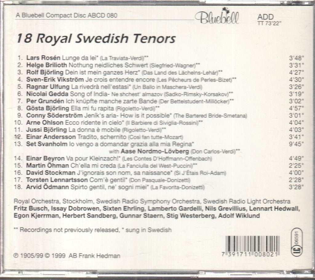 Various Artists - Royal Swedish Tenors - Cd