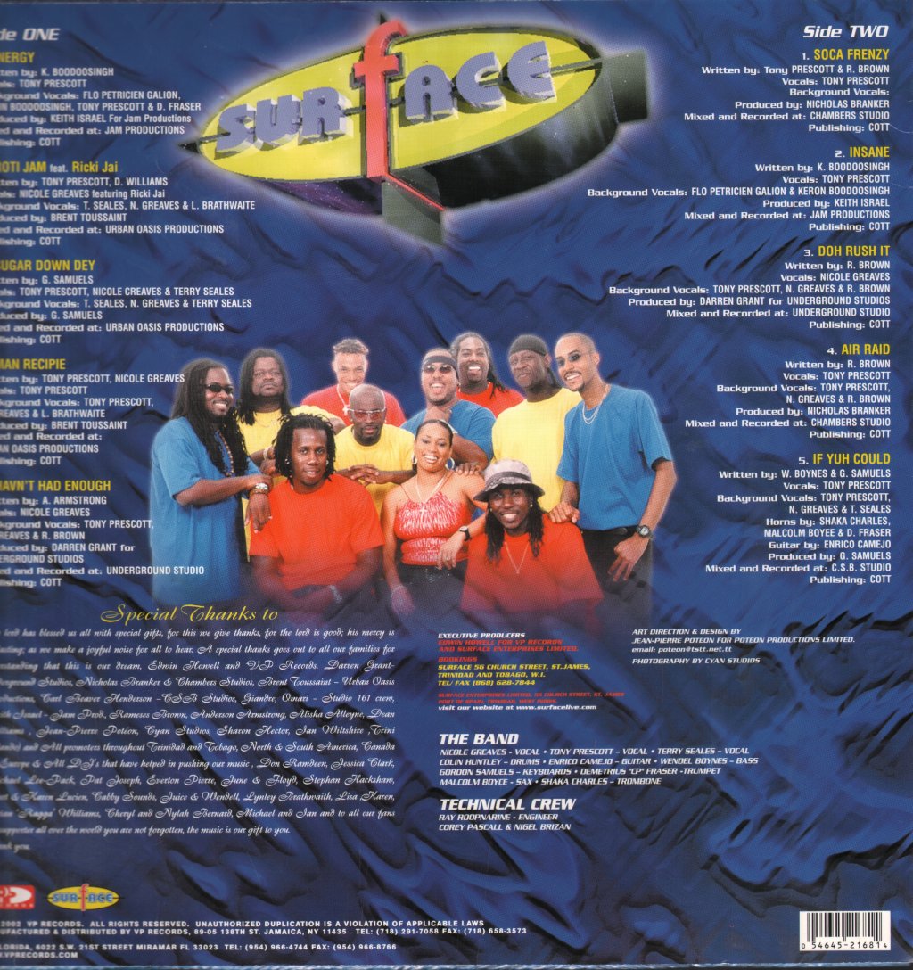 Surface (Soca / Reggae Group) - Breaking The Surface - Lp