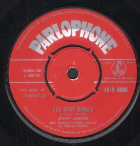 Jerry Lordan - I'll Stay Single - 7 Inch