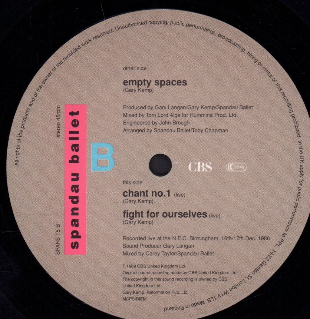 Spandau Ballet - Empty Spaces - 12 Inch