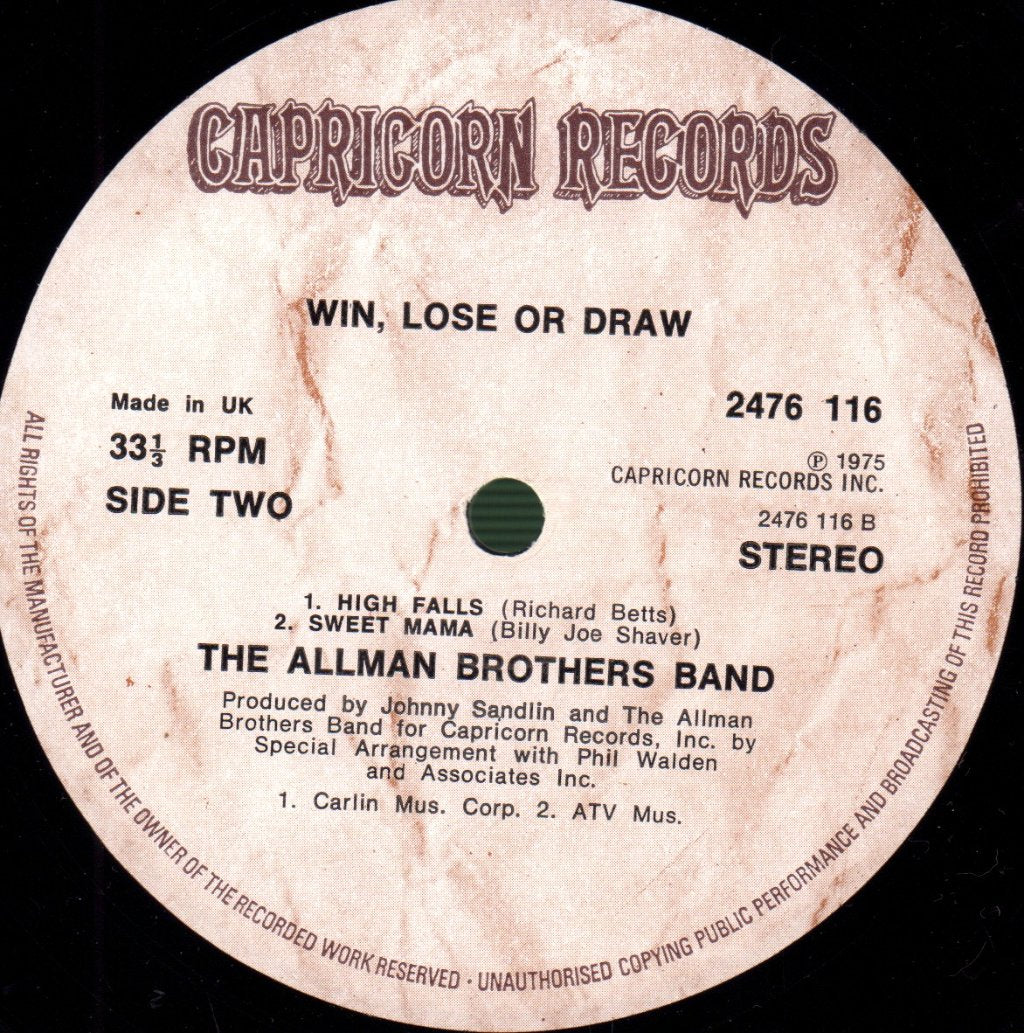 Allman Brothers Band - Win, Lose Or Draw - Lp