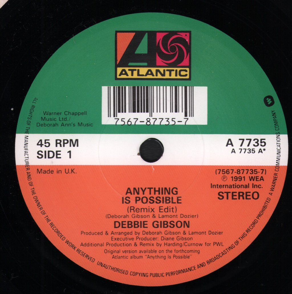 Debbie Gibson - Anything Is Possible - 7 Inch