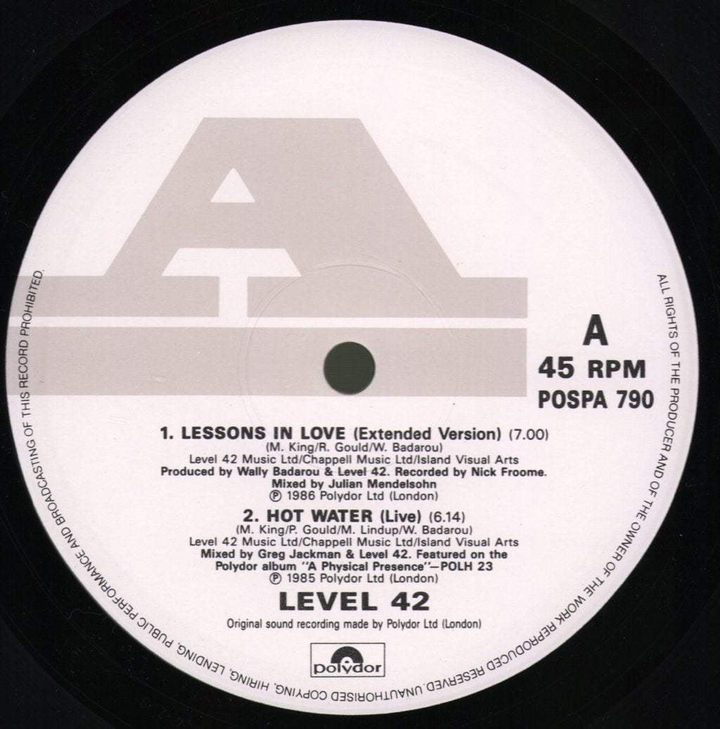 Level 42 - Lessons In Love - 12 Inch