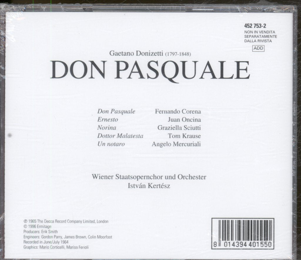 Wiener Staatsopernchor Und Orchester - István Kertész - Donizetti - Don Pasquale / Il Maestro Di Cappella - Double Cd