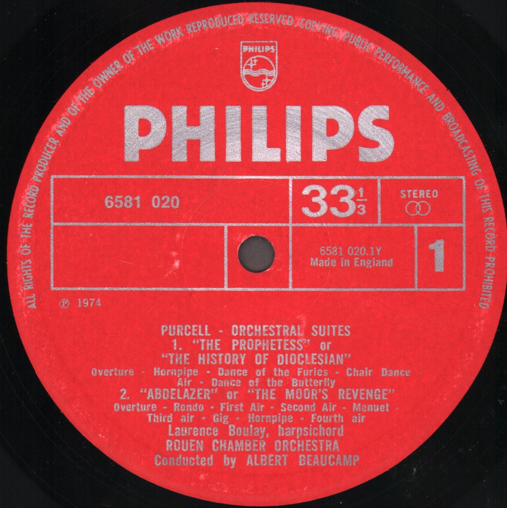 Rouen Chamber Orchestra / Albert Beaucamp - Purcell - Orchestral Suites - Lp