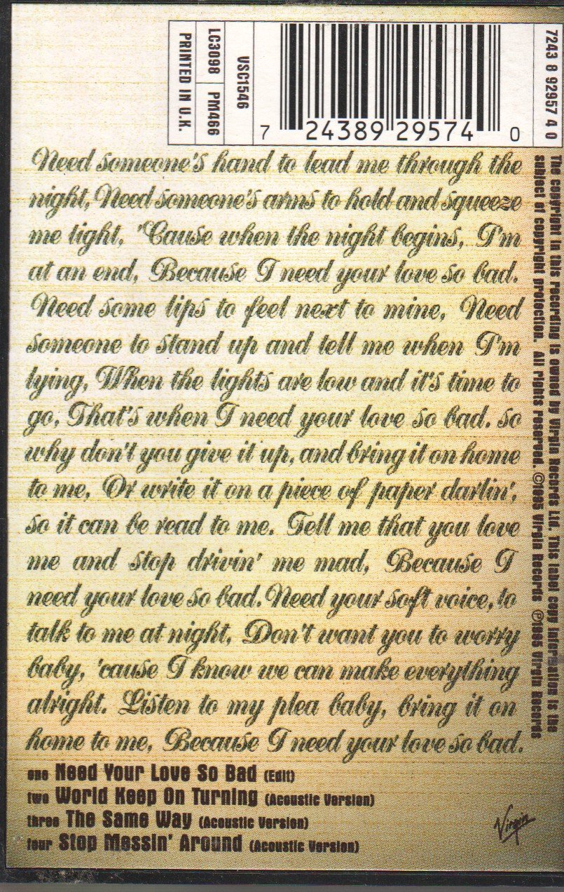 Gary Moore - Need Your Love So Bad - Cassette