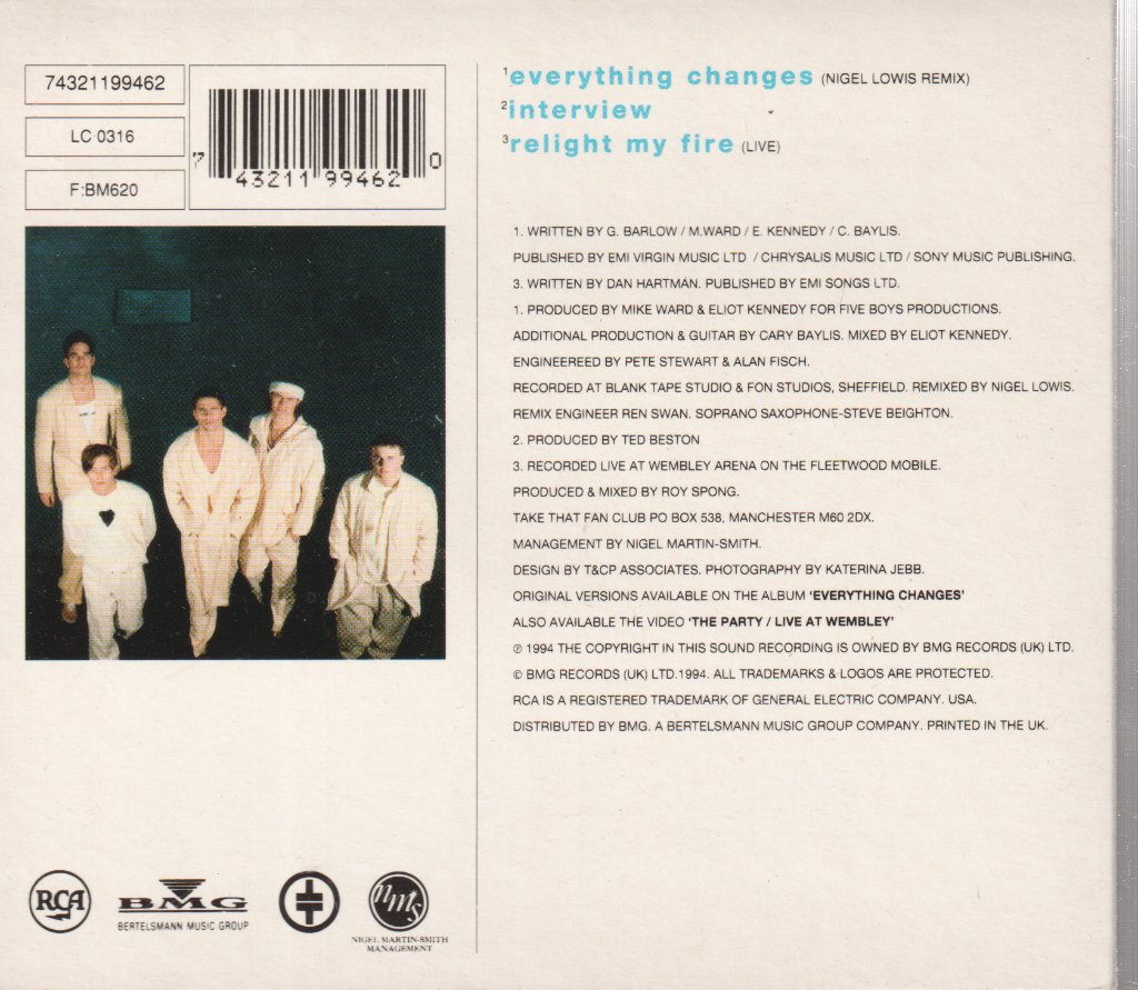 Take That (Boy Band) - Everything Changes - Cd