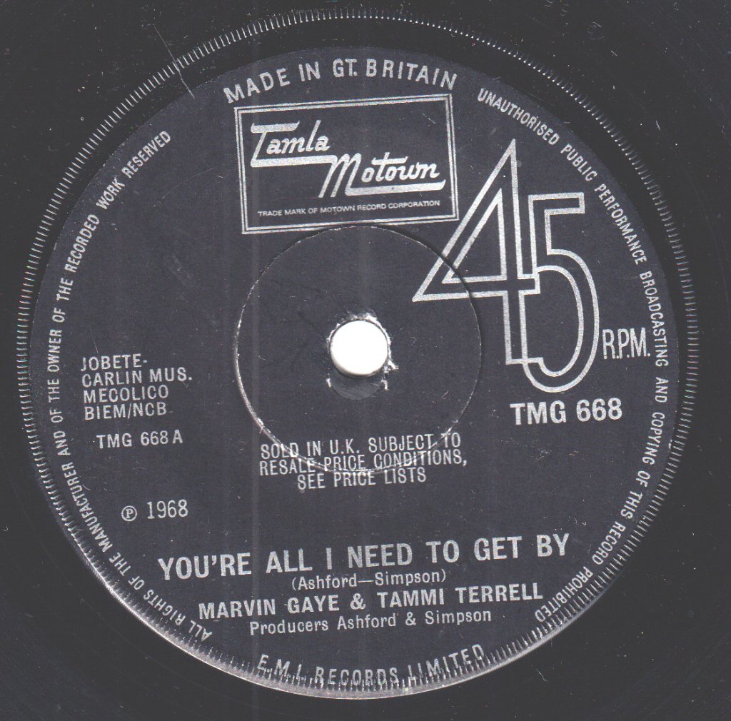 Marvin Gaye And Tammi Terrell - You're All I Need To Get By - 7 Inch