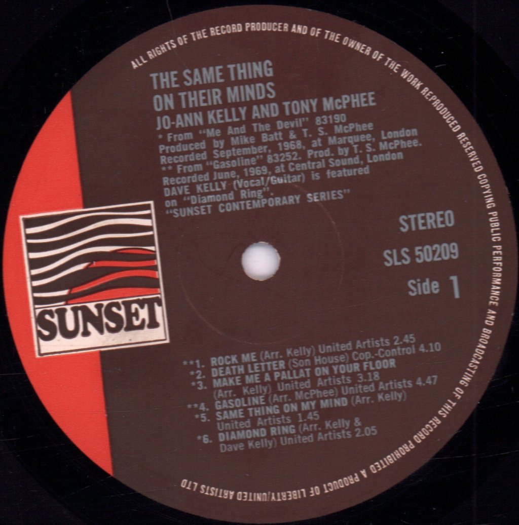 Jo Ann Kelly And Tony Mc Phee - Same Thing On Their Minds - Lp