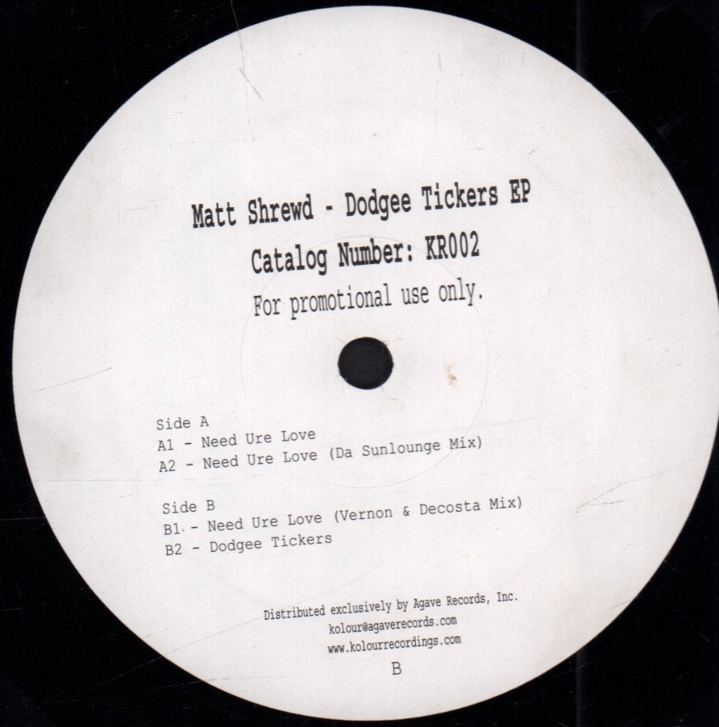 Matt Shrewd - Dodgee Tickers E.P - 12 Inch