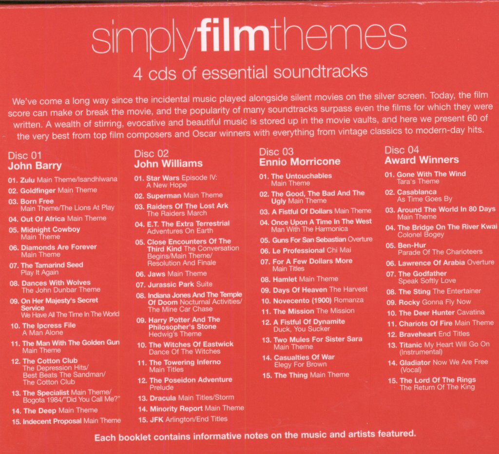 City Of Prague Philharmonic - Simply Film Themes (4 CDs Of Essential Soundtracks) - Cd Set