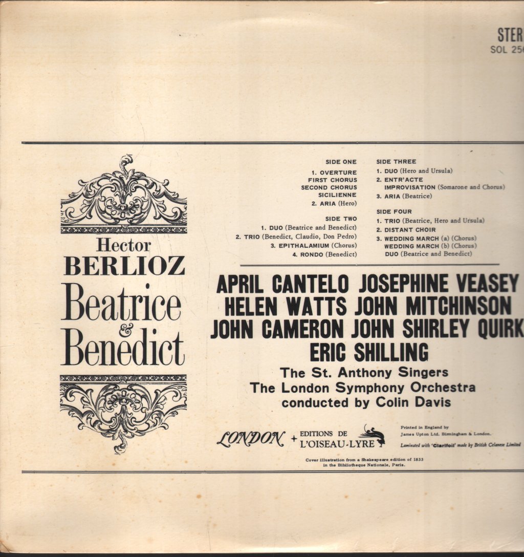 April Cantelo / Josephine Veasey / Helen Watts / Colin Davis / London Symphony Orchestra - Berlioz - Beatrice Et Benedict - Double Lp