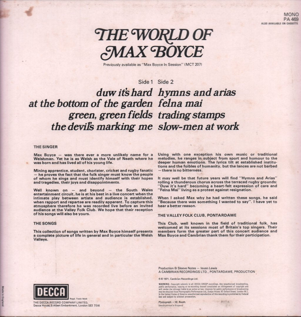 Max Boyce - World Of - Lp