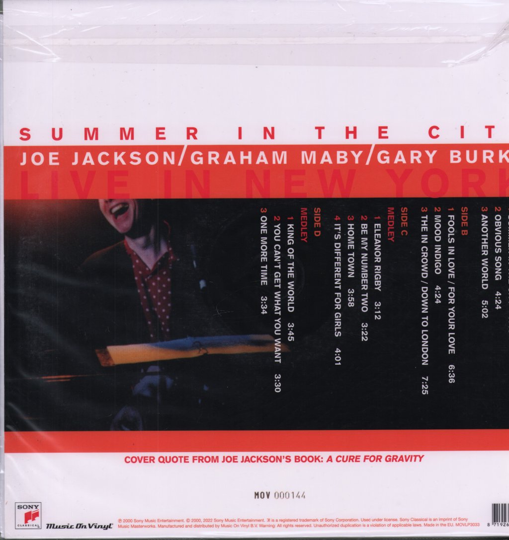 Joe Jackson/Graham Maby/Gary Burke - Summer In The City - Live In New York - Double Lp