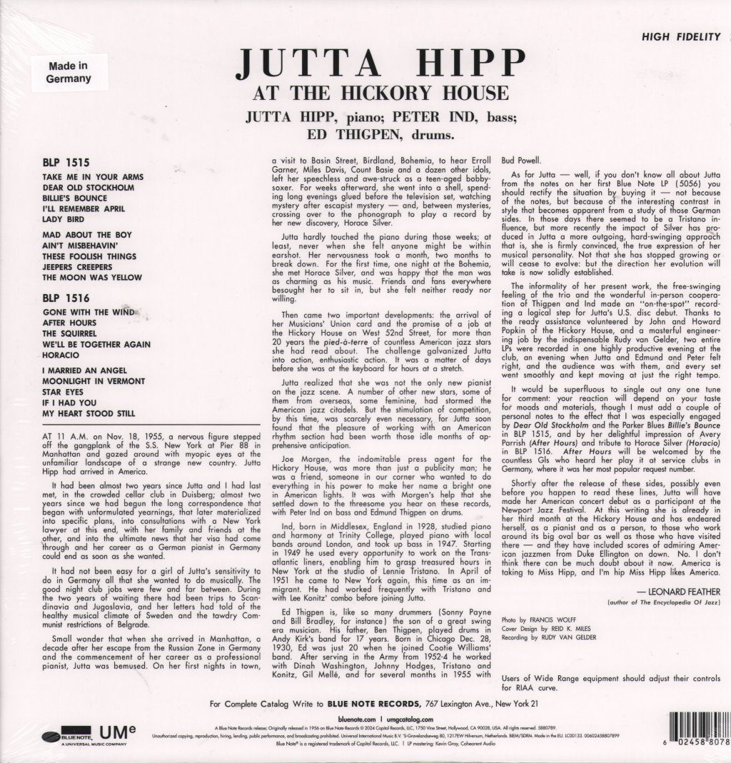 Jutta Hipp - At the Hickory House, Vol. 1 - Lp