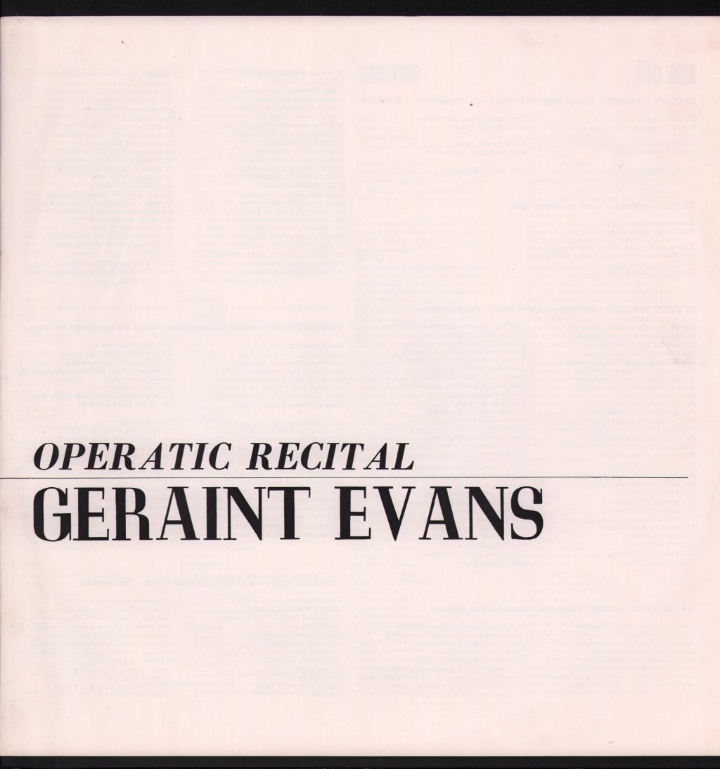 Geraint Evans - Operatic Recital - Lp