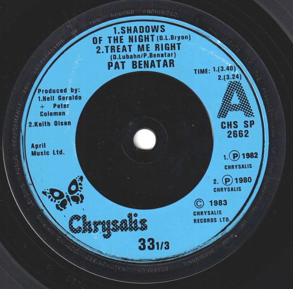 Pat Benatar - Shadows Of The Night - 7 Inch