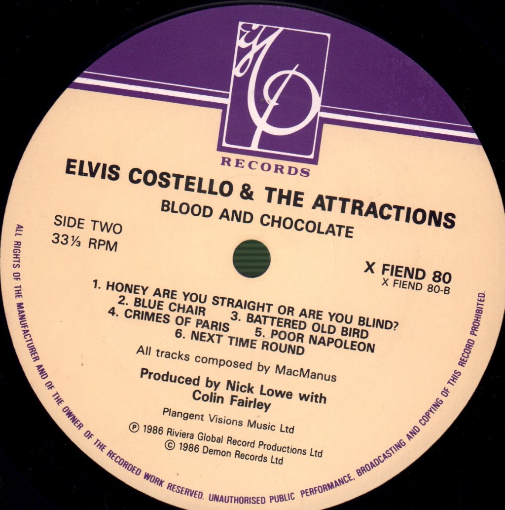 Elvis Costello And The Attractions - Blood & Chocolate - Lp