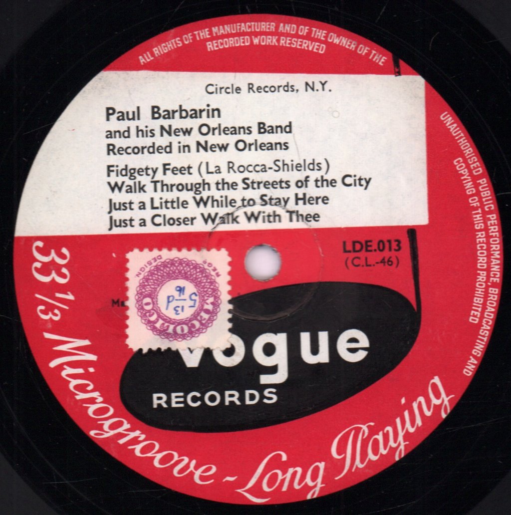 paul barbarin and his new orleans band - Paul Barbarin and his New Orleans Band - 10 Inch