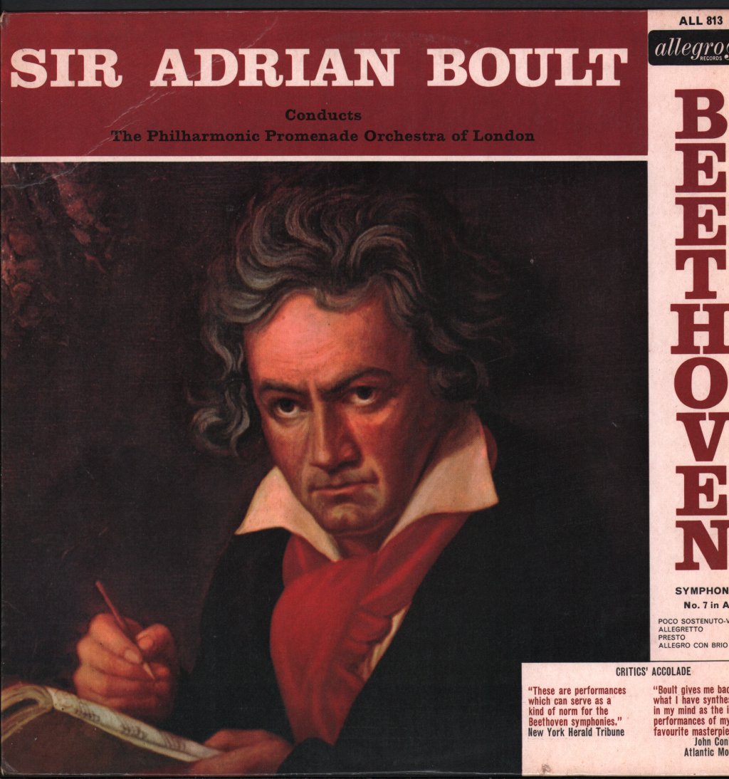 Sir Adrian Boult / Philharmonic Promenade Orchestra Of London - Beethoven Symphony No.7 in A - Lp