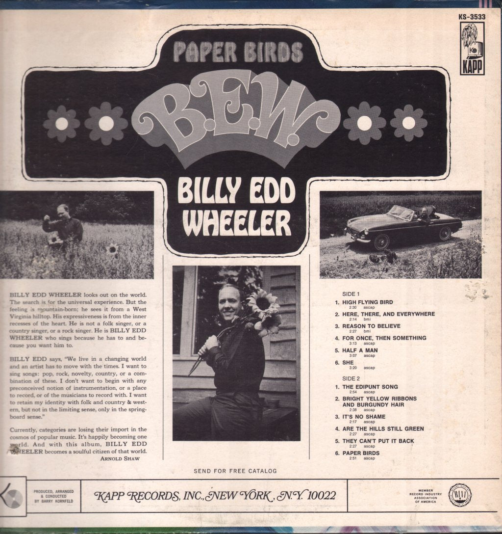 Billy Edd Wheeler - Paper Birds - Lp