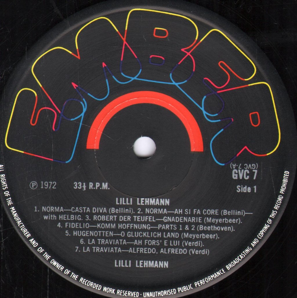 Lilli Lehmann - Lilli Lehmann - Lp