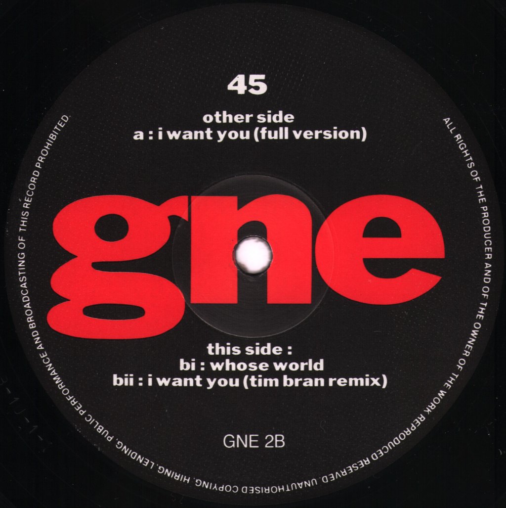 GNE - I Want You - 12 Inch