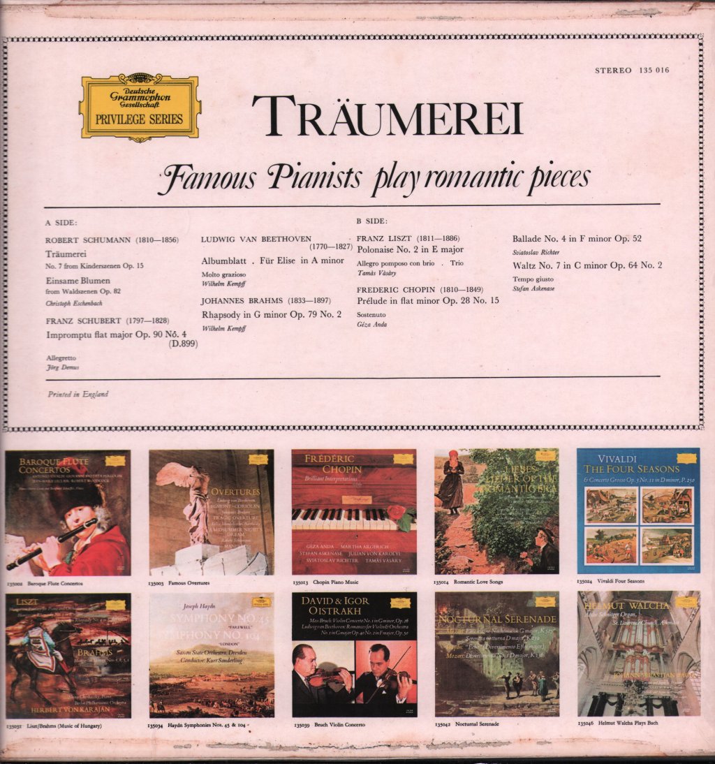 Various Artists - Träumerei Famous Pianists play romantic pieces - Lp