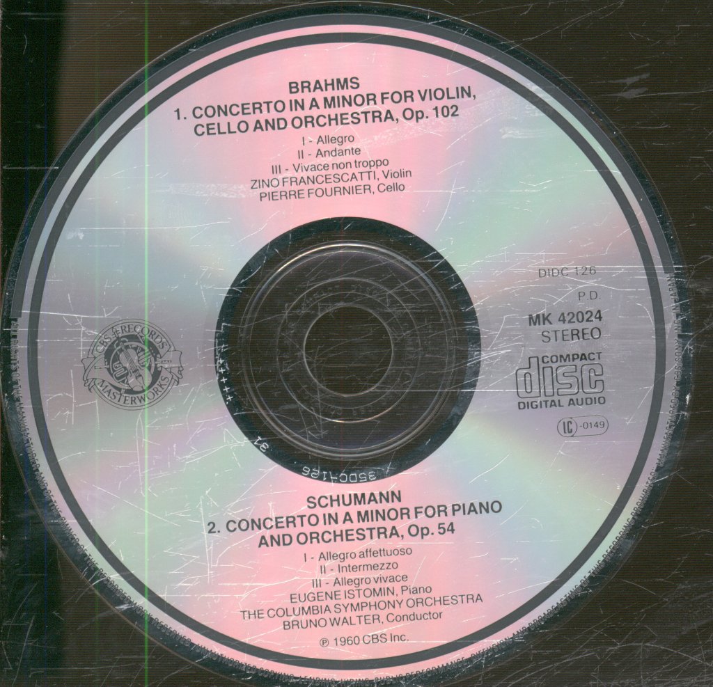 Bruno Walter - Brahms / Schumann - Concerto For Violin & Cello / Concerto For Piano/ Klavier - Cd