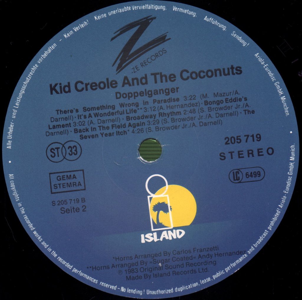 Kid Creole And The Coconuts - Doppelganger - Lp