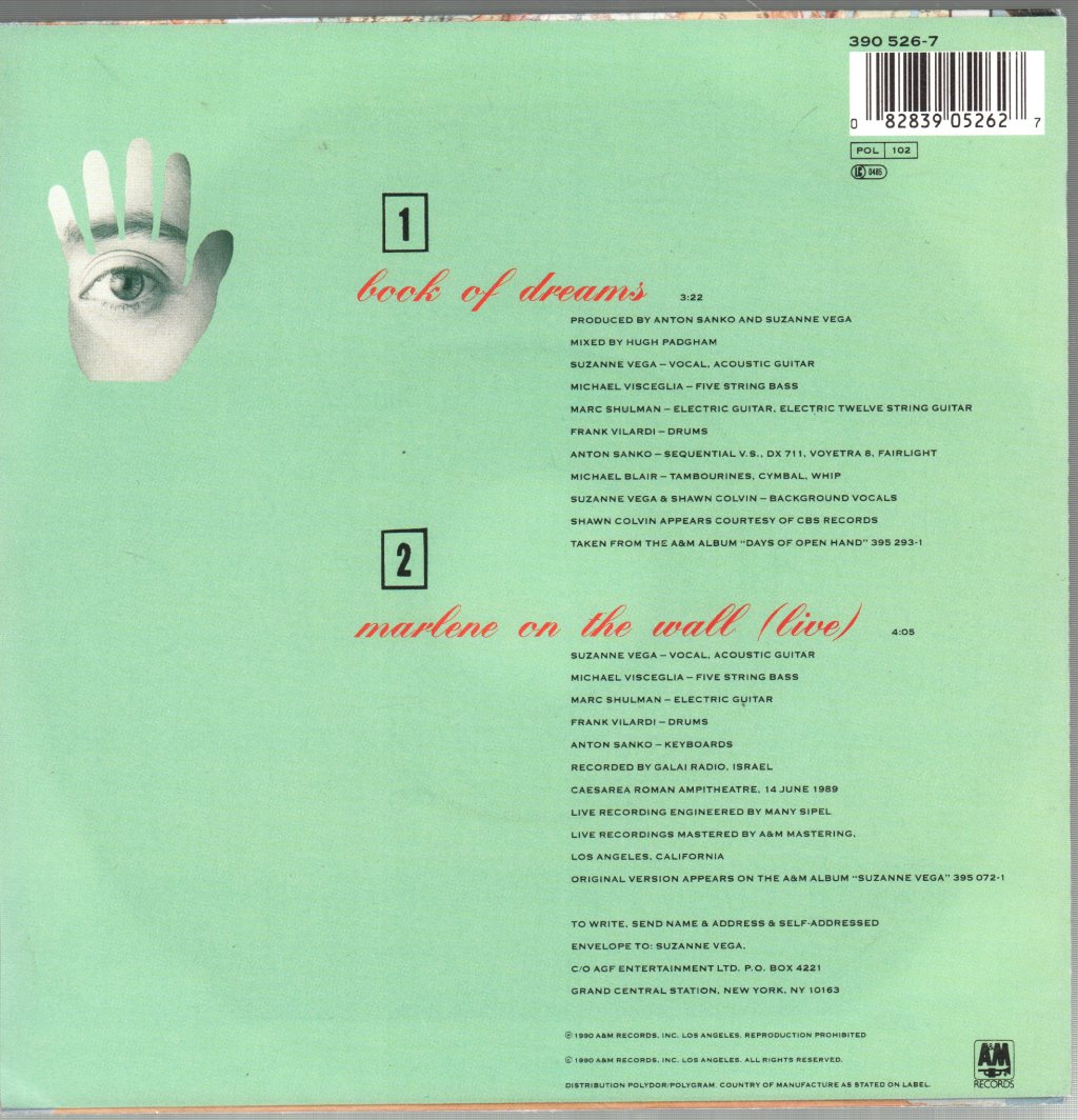 Suzanne Vega - Book Of Dreams - 7 Inch