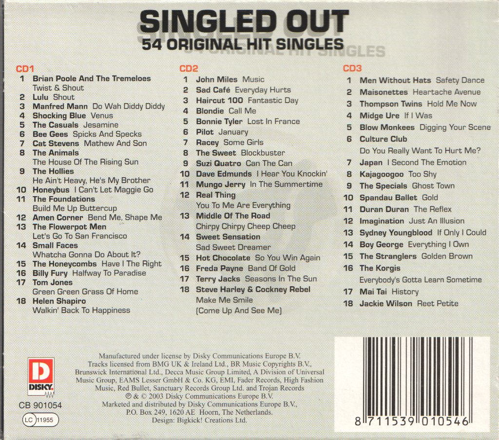 Various Artists - Singled Out - 54 Original Hit Singles - Triple Cd