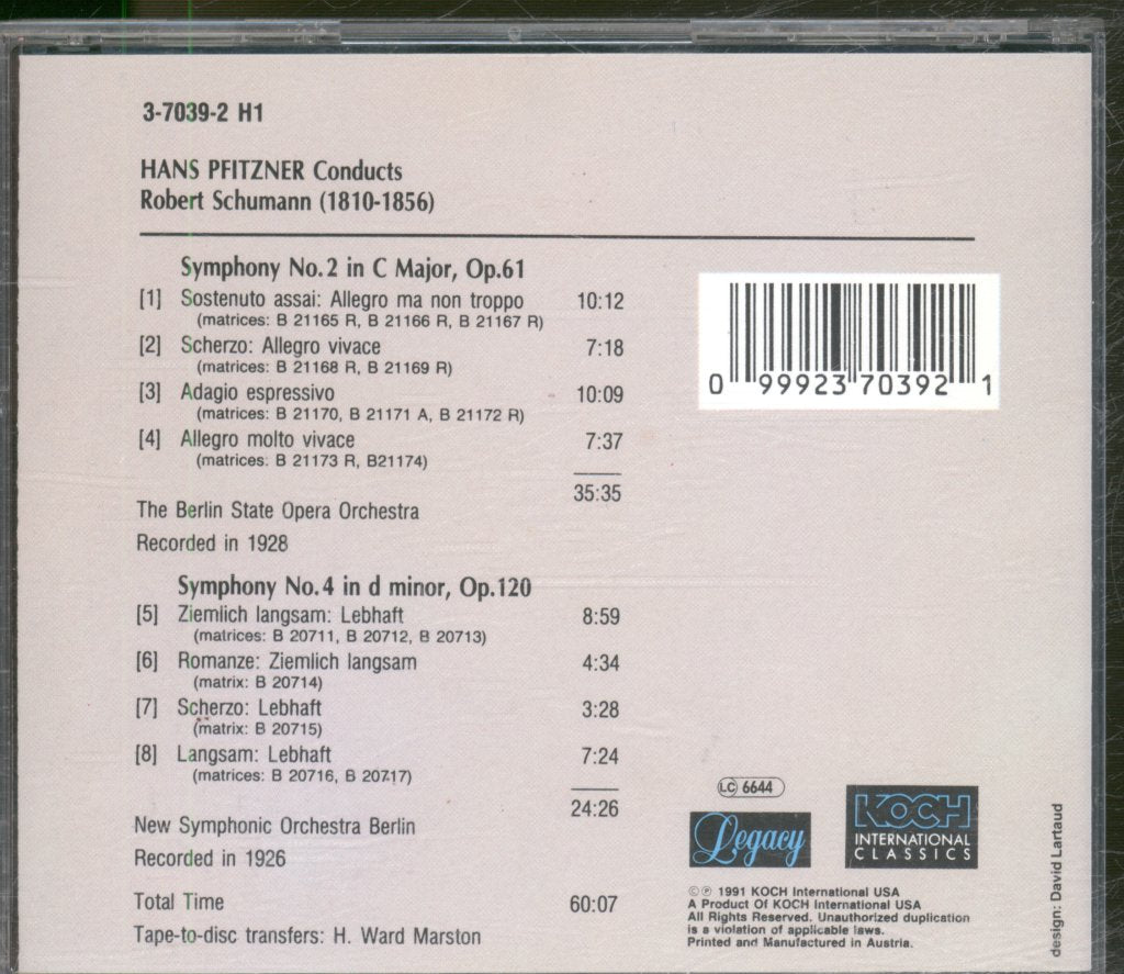 Hans Pfitzner, New Symphonic Orchestra Berlin - Hans Pfitzner Conducts Robert Schuman - Cd