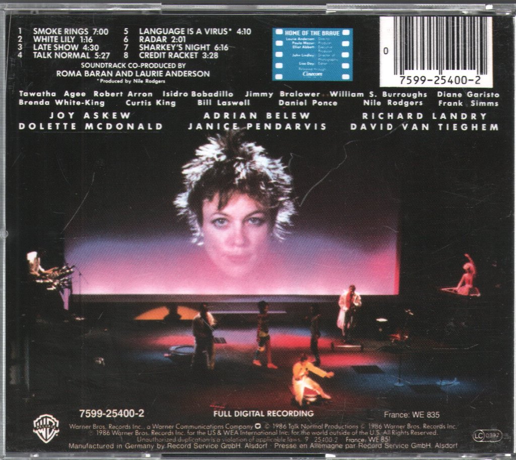 Laurie Anderson - Home Of The Brave - Cd