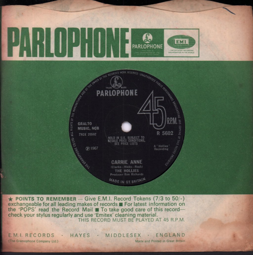 Hollies - Carrie Anne - 7 Inch