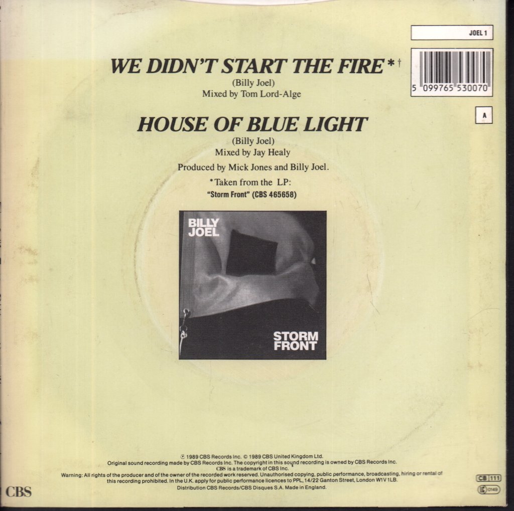 Billy Joel - We Didn't Start The Fire - 7 Inch