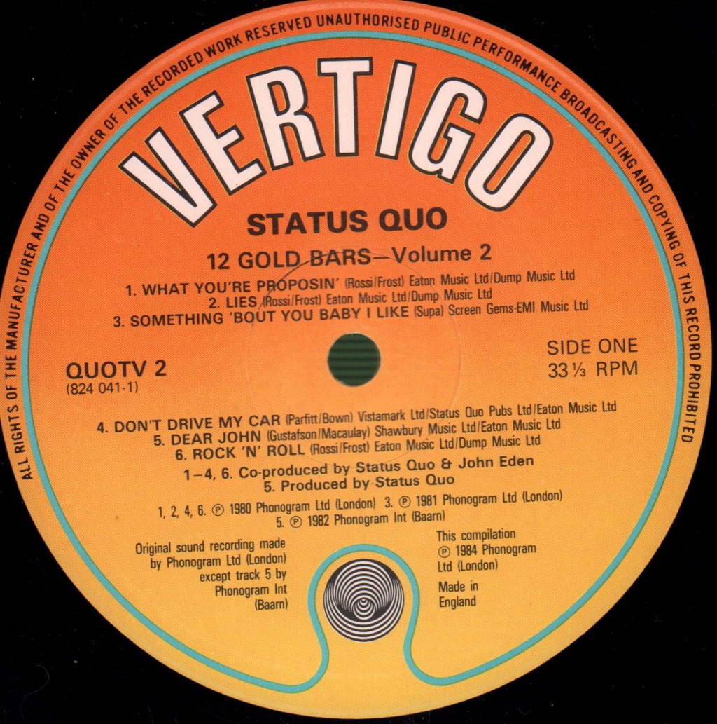 Status Quo - 12 Gold Bars Volume 1+1 - Double Lp
