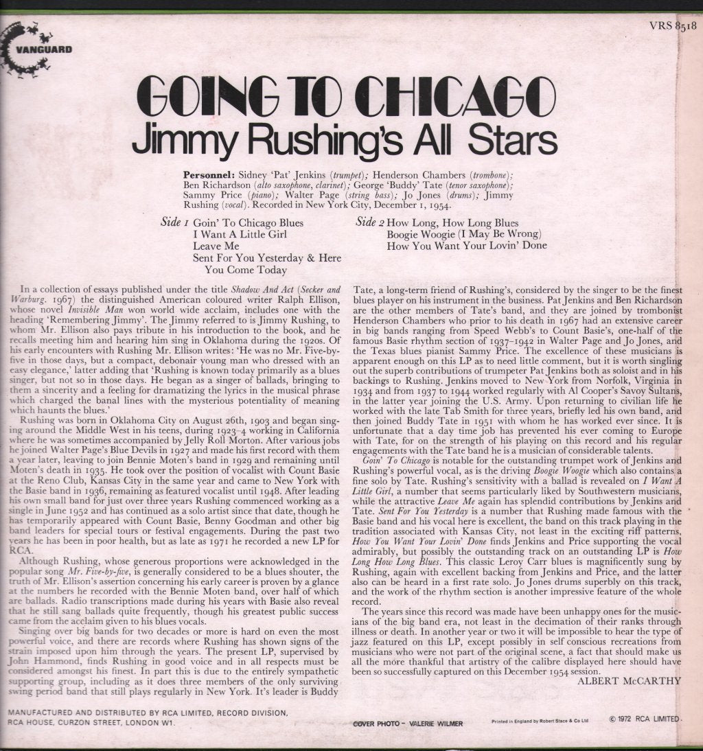 Jimmy Rushing's All Stars - Goin' To Chicago - Lp