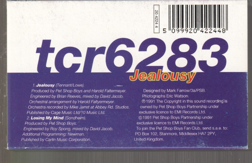 Pet Shop Boys - Jealousy - Cassette