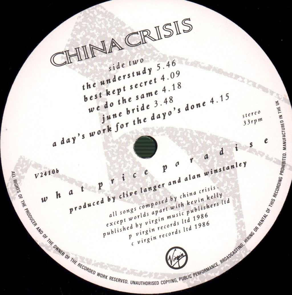 China Crisis - What Price Paradise - Lp