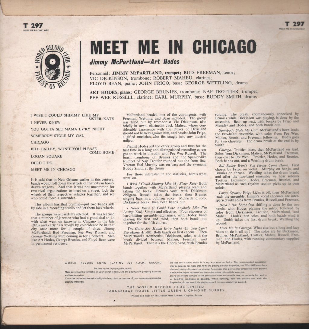 Jimmy Mcpartland and Art hodes - Meet Me In Chicago - Lp