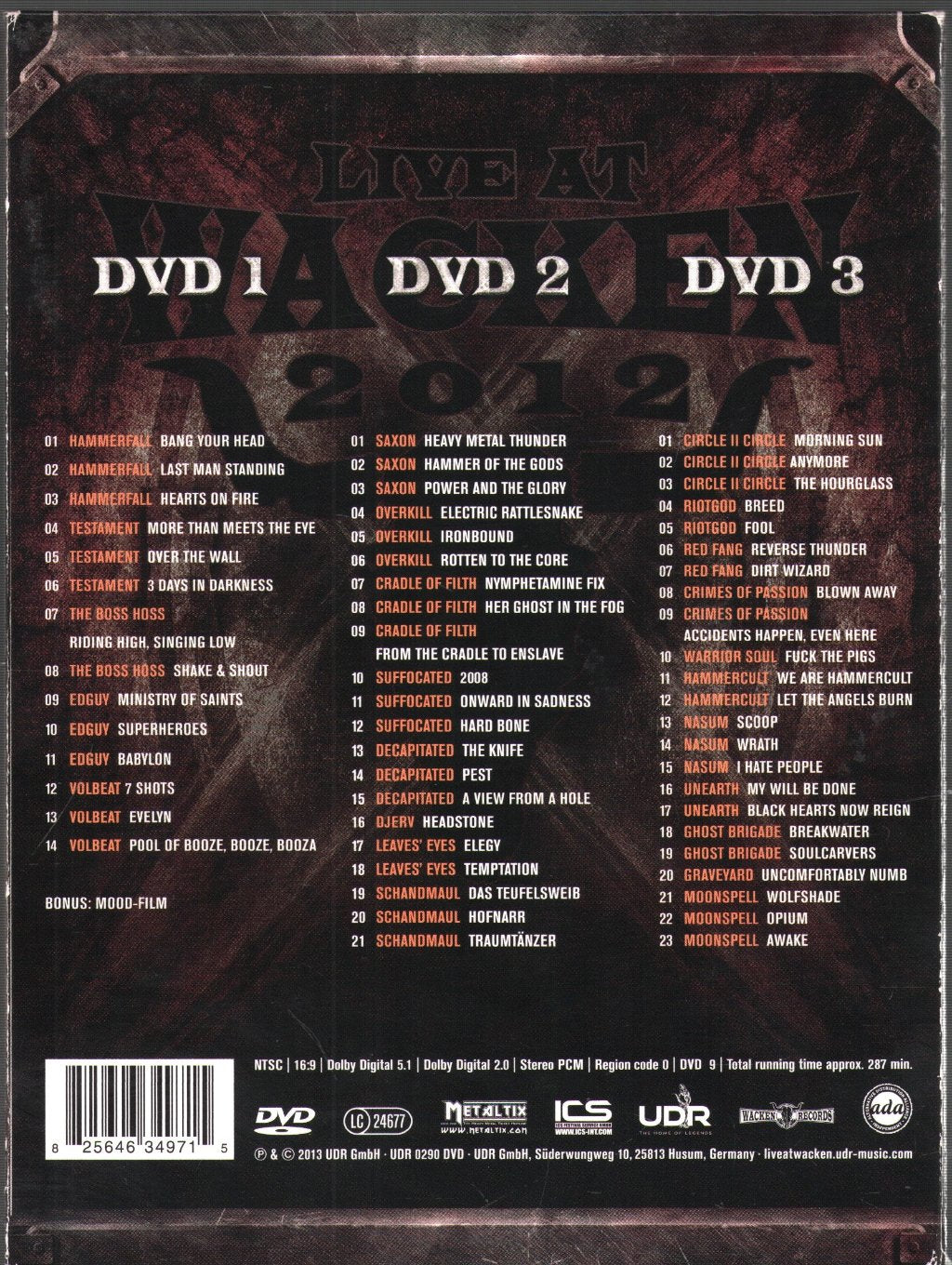 Various Artists - Live At Wacken 2012 - Triple DVD